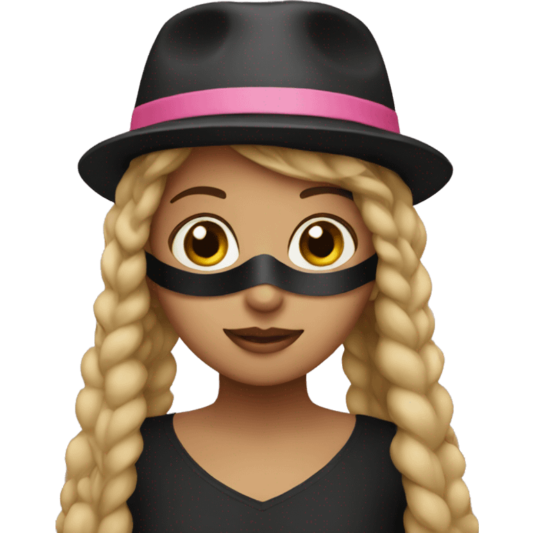 Girl with black mask and pink hat  emoji