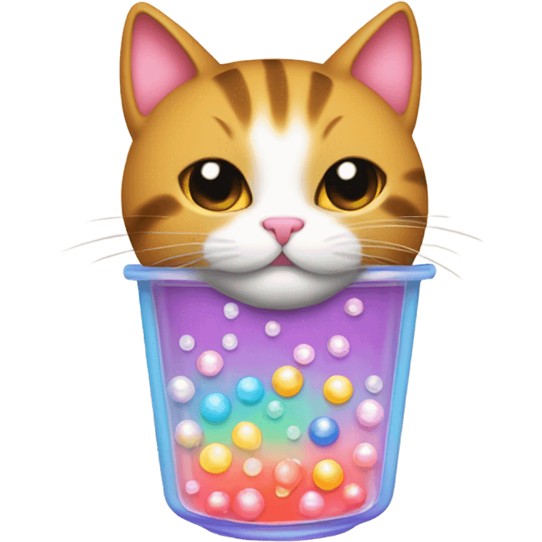 Cat drinking boba tea emoji