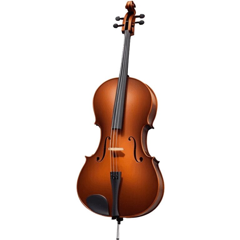 Cinematic Realistic Cello, deep brown polished wood, elegant f-holes creating contrast, warm golden light reflecting off its curves, glowing with depth and a rich musical resonance. emoji