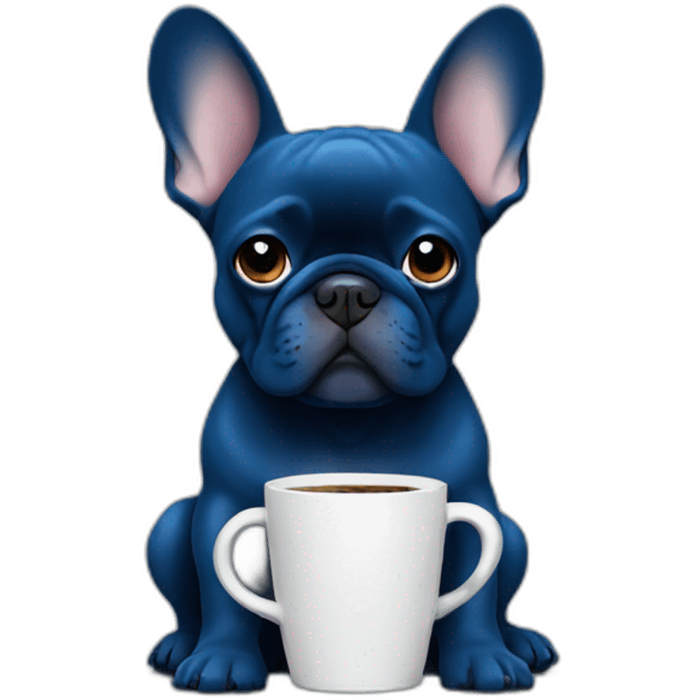 blue frenchie drinking coffee emoji