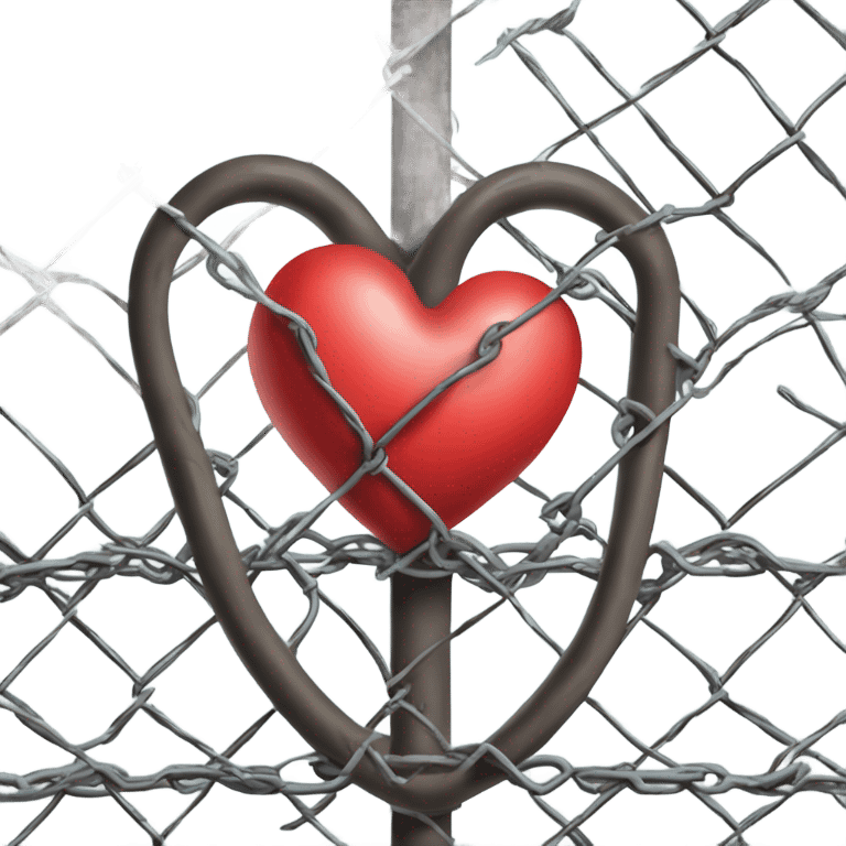 A heart encircled by chain link fence topped with razor wire  emoji