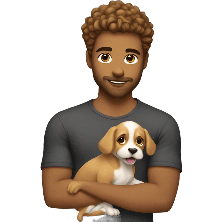 hot guy with a puppy  emoji