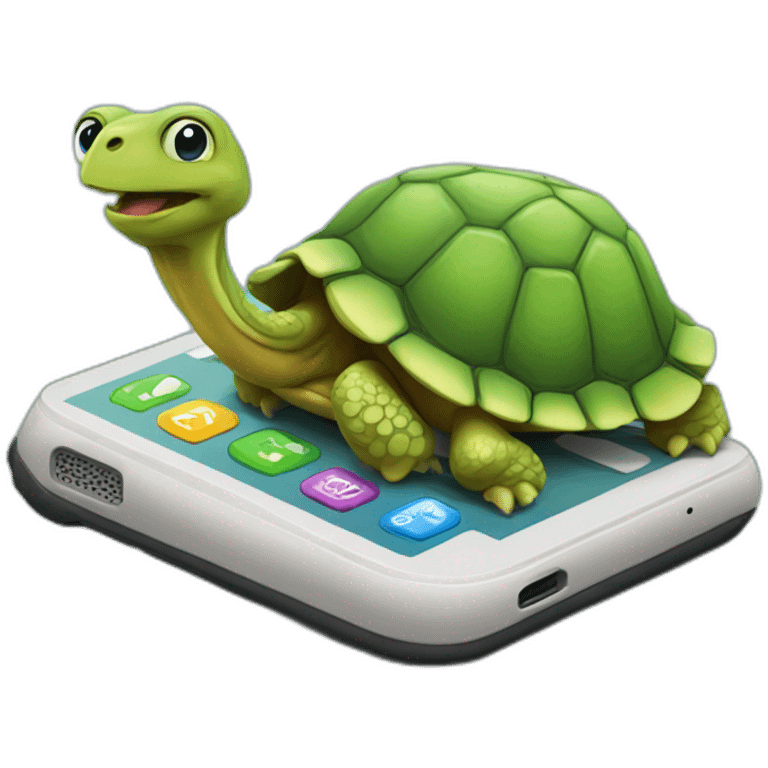 Tortois scrolling phone emoji