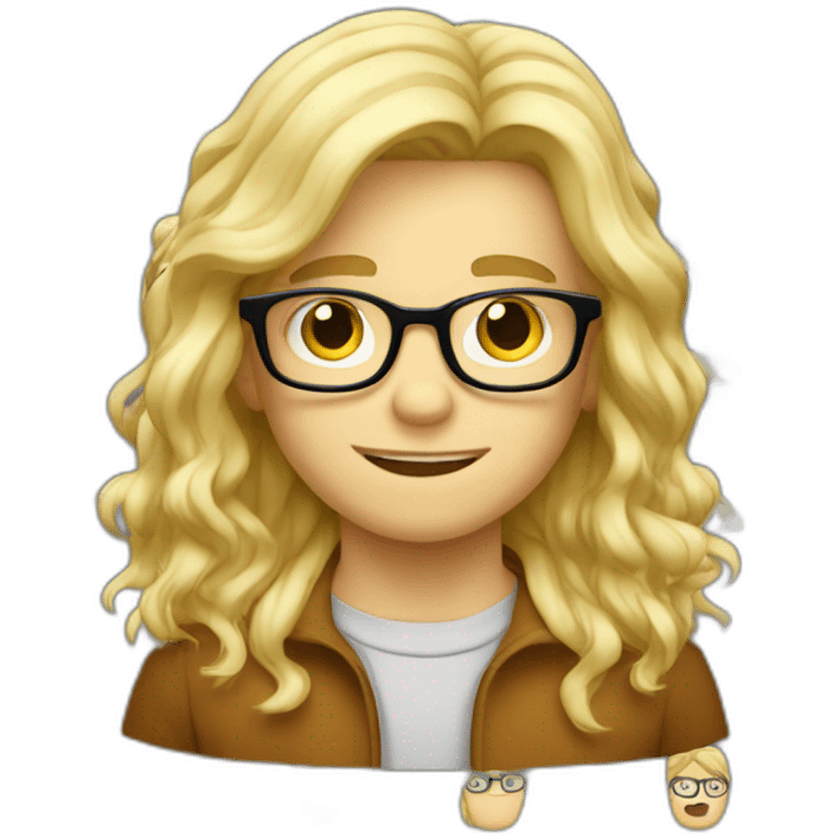 Blond boy with glasses and mi long hair with ondulation emoji