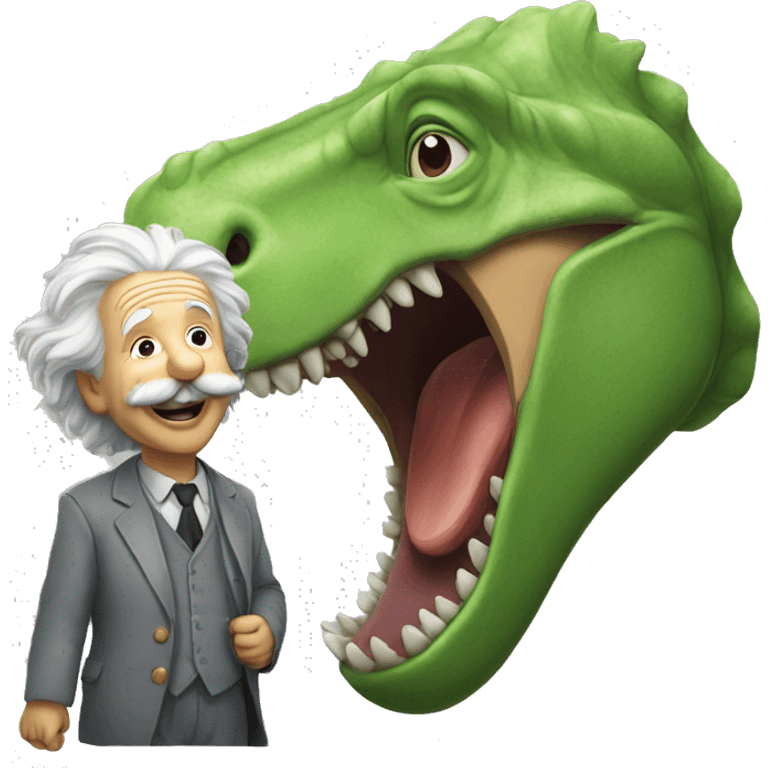 albert einstein happy with dinosour emoji