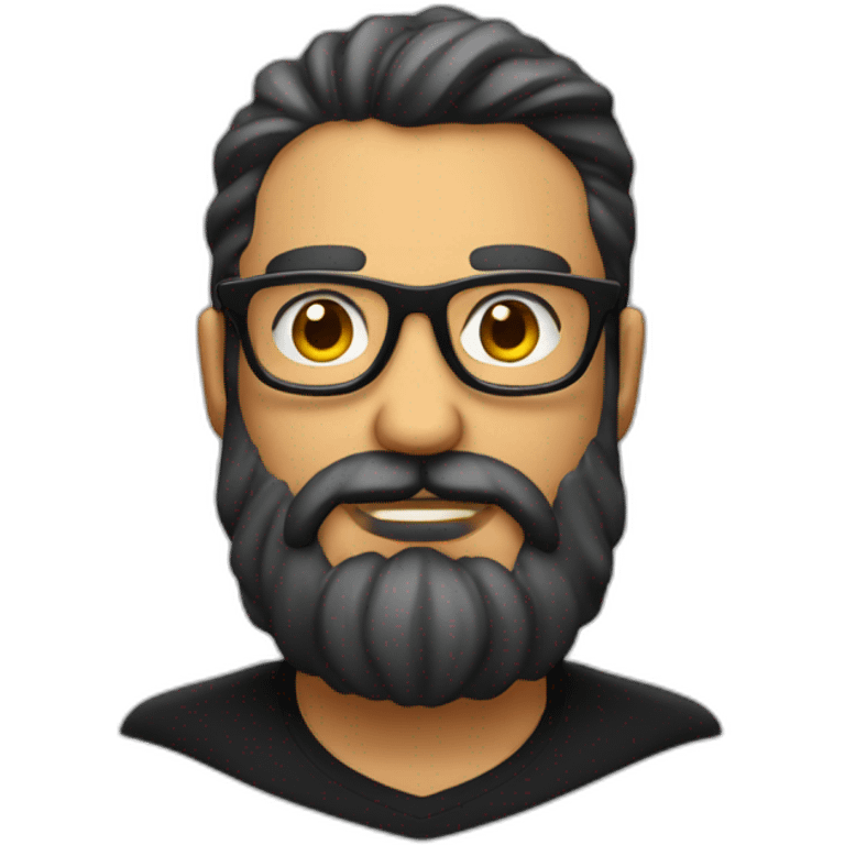 Hombre sin pelo con barba canosa y gafas pasta grandes i negras emoji