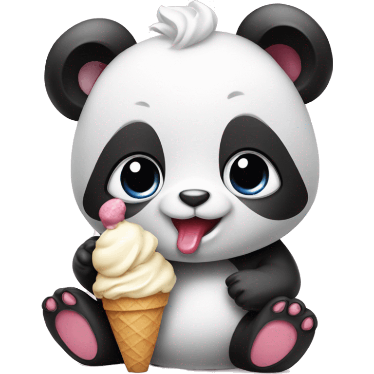 Baby panda with ice cream emoji