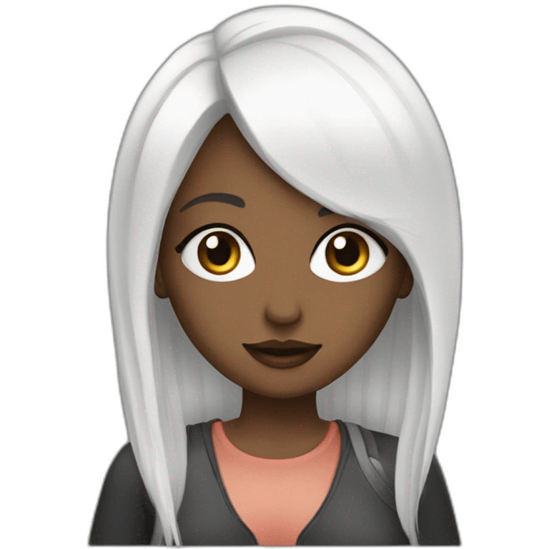 it girl with laptop and white4 hair emoji