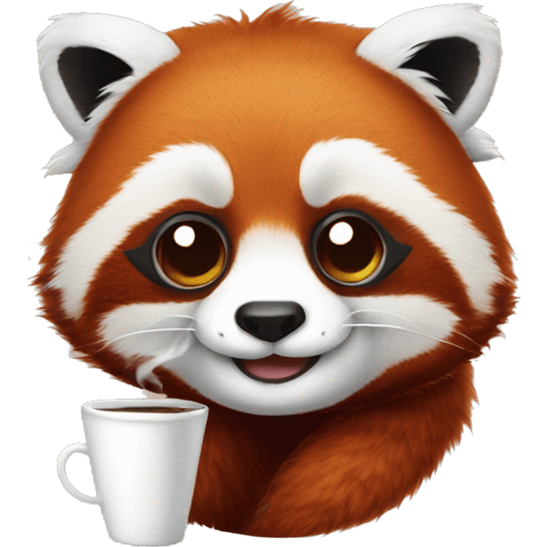 red panda qui fait une pause café emoji