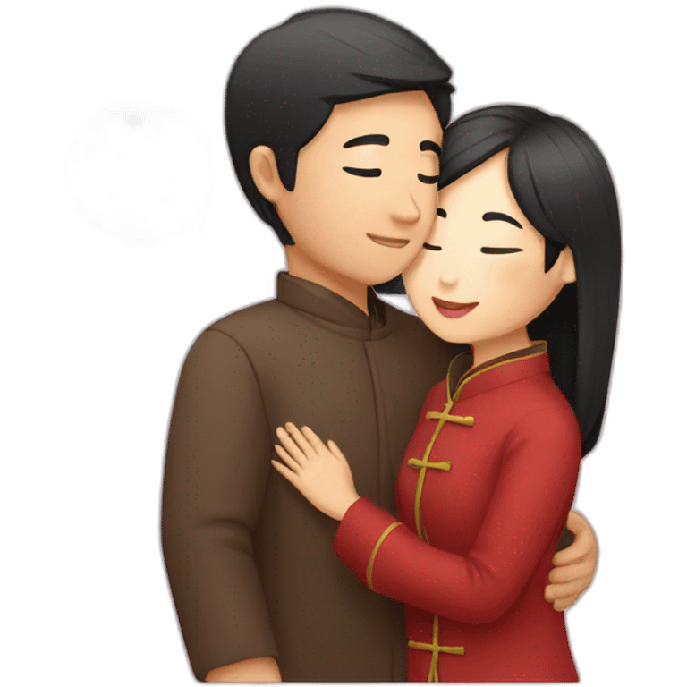 Chinese couple kissing emoji