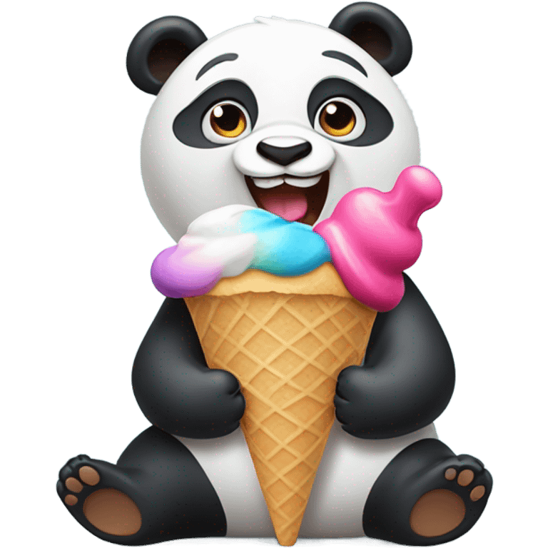 Panda eating ice cream emoji