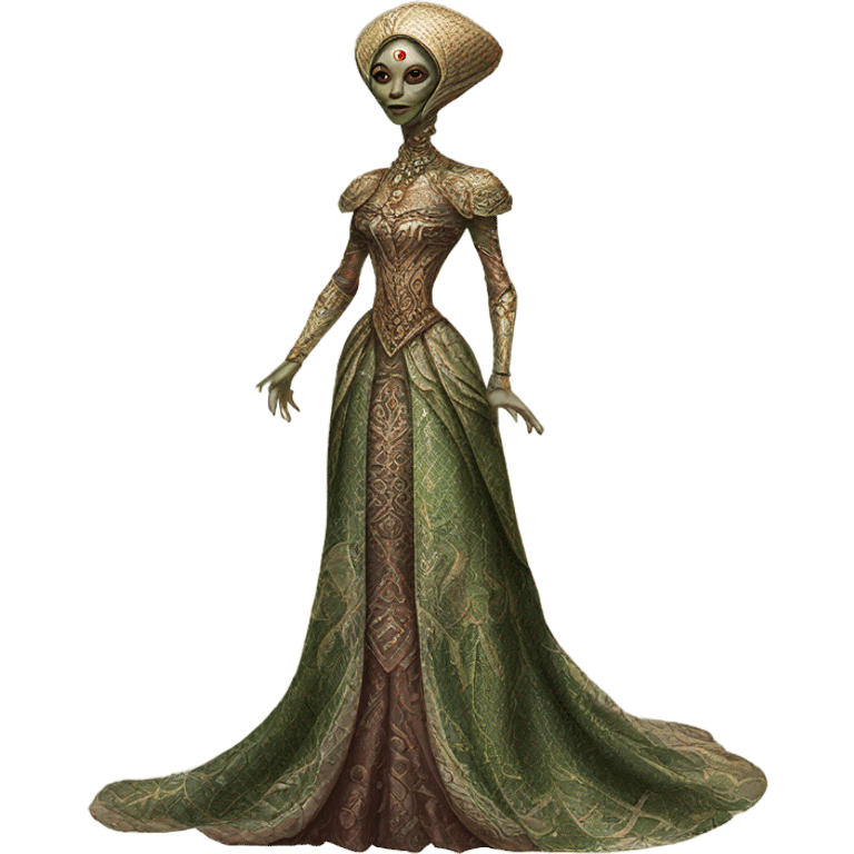 a Reptilian alien woman full body in Romanov dress emoji