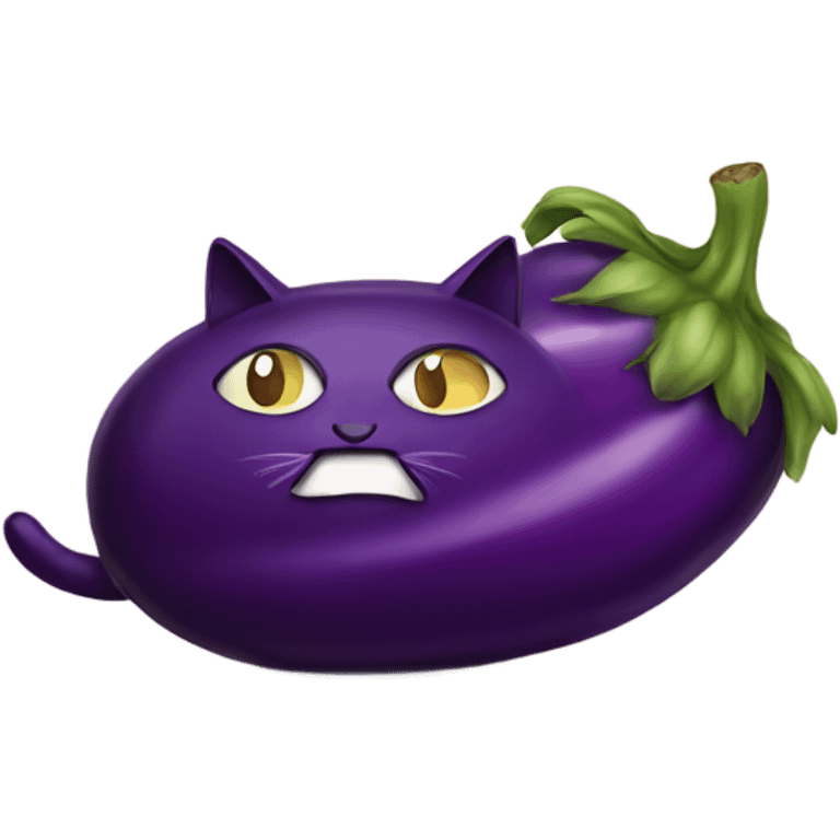 Eggplant and cat playing together emoji