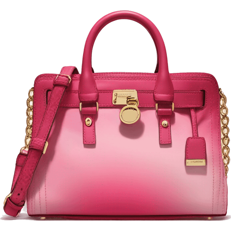 Hyper Realistic isolated raspberry color to light pink ombre Michael Kors satchel handbag purse.  emoji