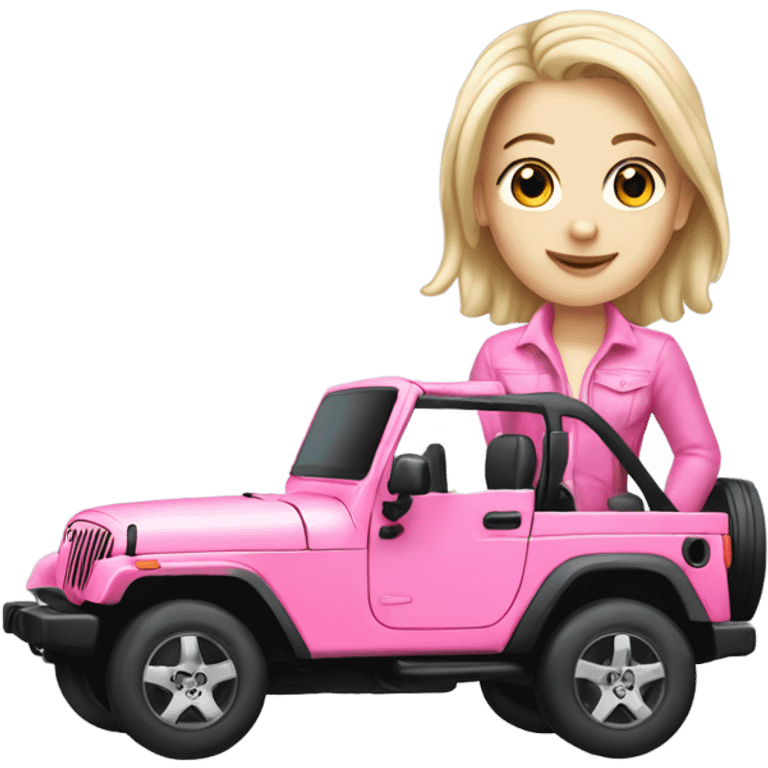 White Girl in pink jeep emoji