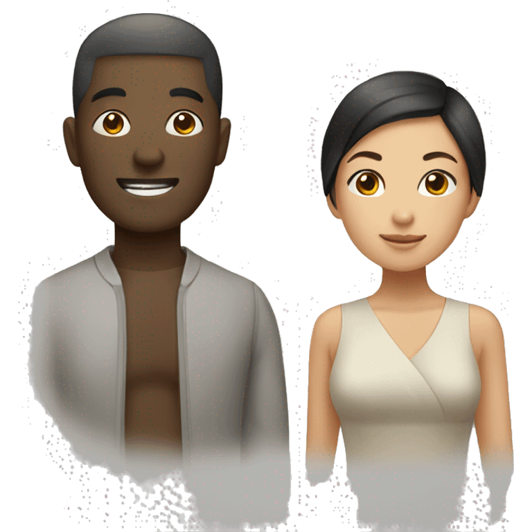 asian lady and african man couple emoji