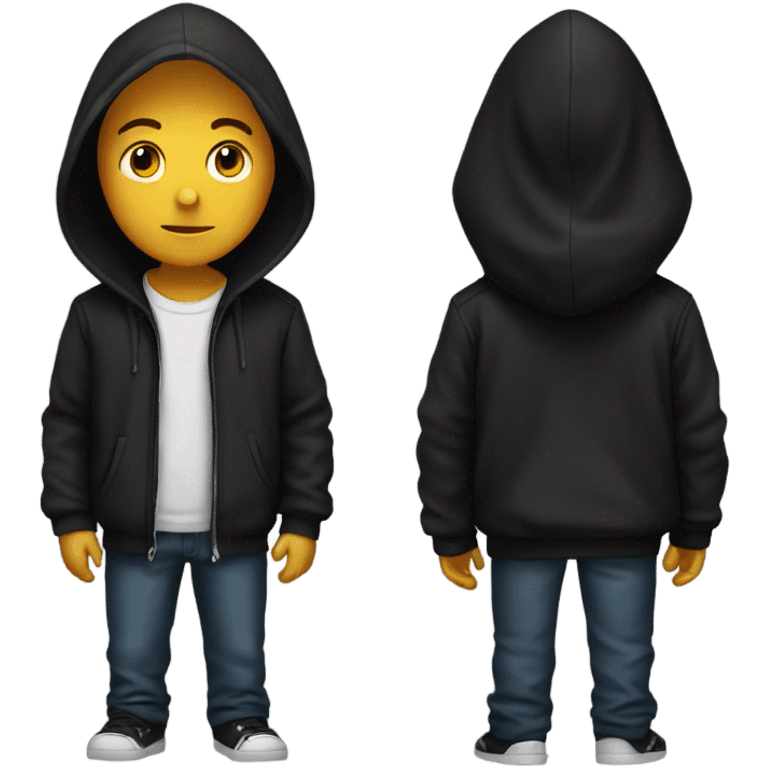 hooded boy in black jacket emoji