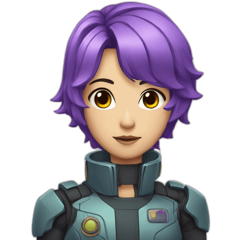 Anime mech pilot with purple hair emoji