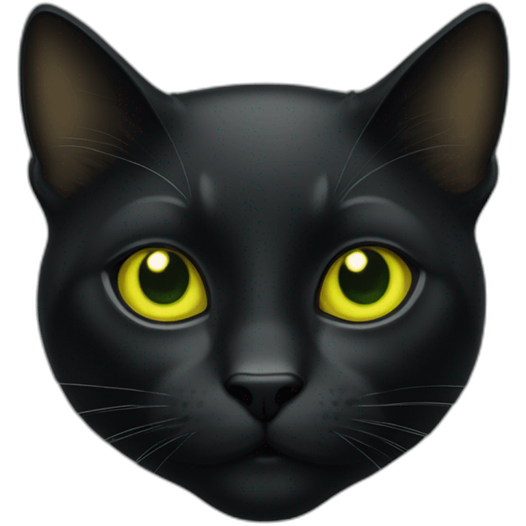 head of black cat with yellow-green eyes emoji