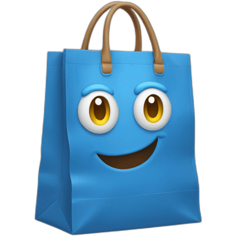 Blue shop bag happy with arms  emoji