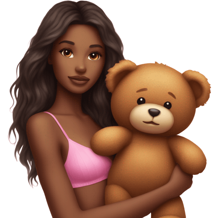 Photo Real Victoria secret model cuddling a teddy bear  emoji