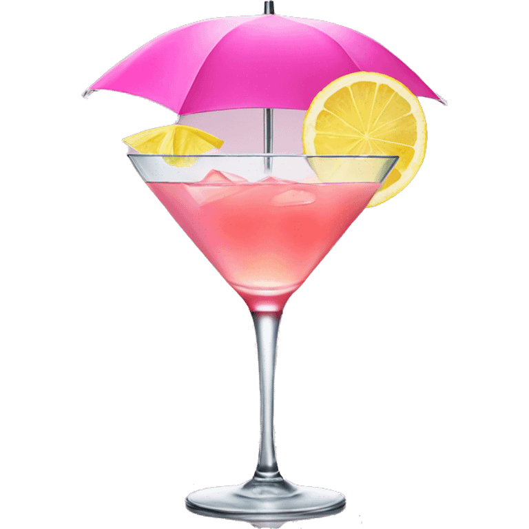 Cocktail with pink umbrella and lemon slice emoji