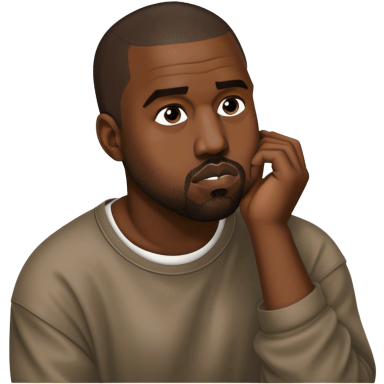 kanye west, pensive and tapping chin emoji