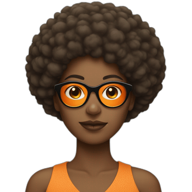 Black woman with Afro and orange glasses emoji