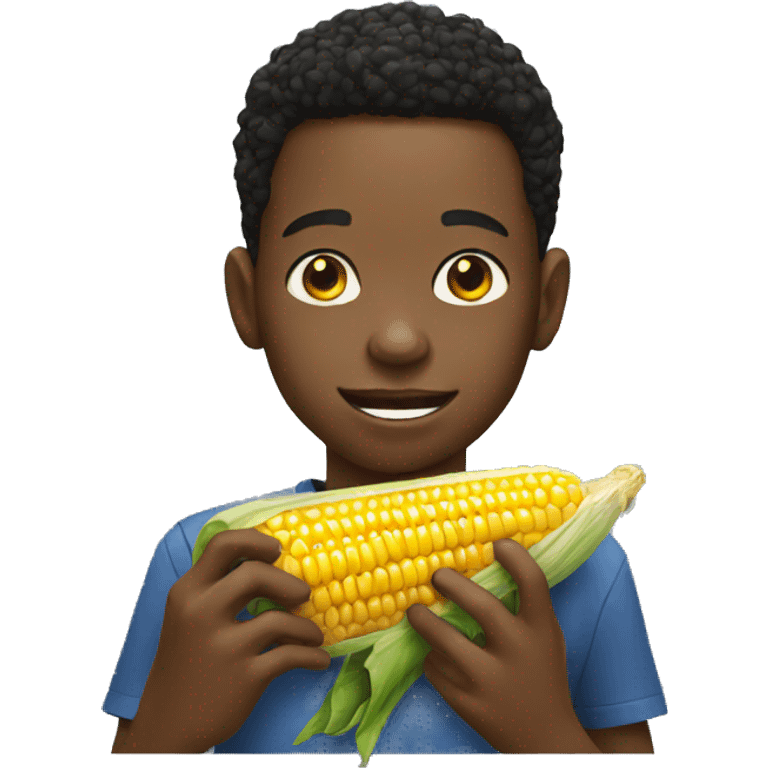 black kid eat corn emoji