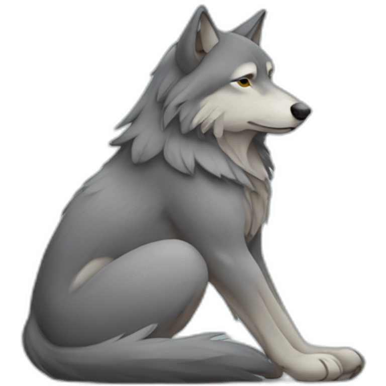 Lonely wolf depressed sitting emoji