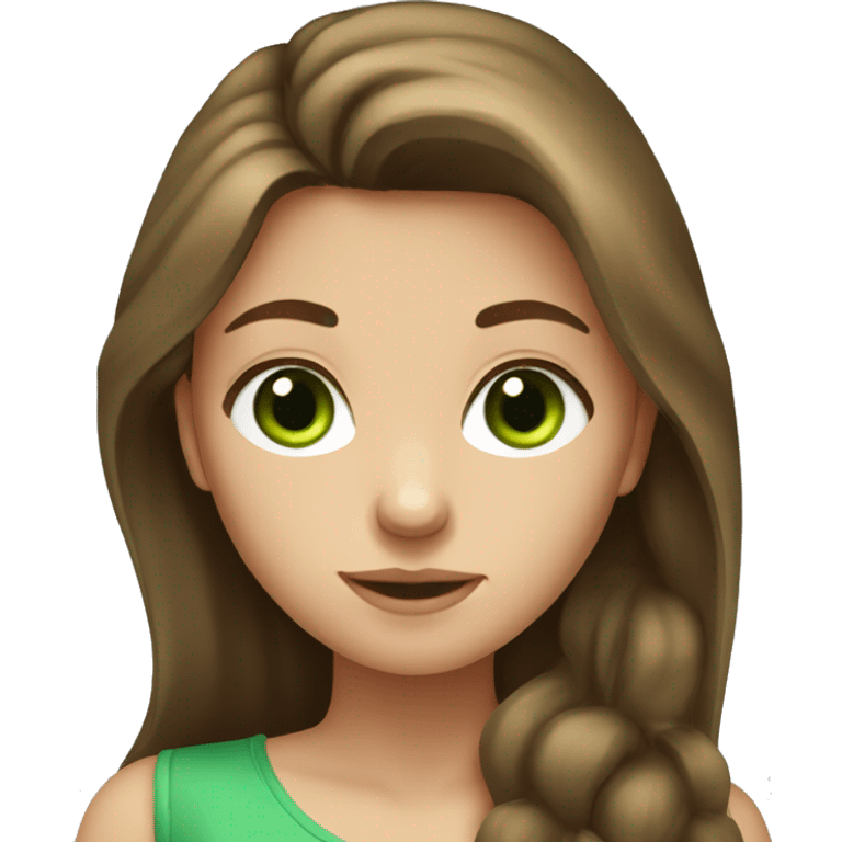 Russian girl with long brown hair and green eyes  emoji