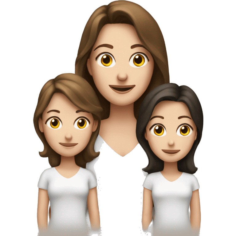 brunette white mom with 5 brunette white daughters emoji