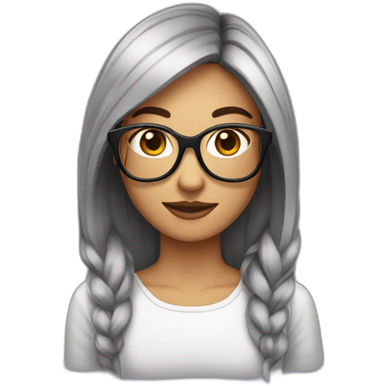 fille brune crépus au carré avec des lunettes emoji