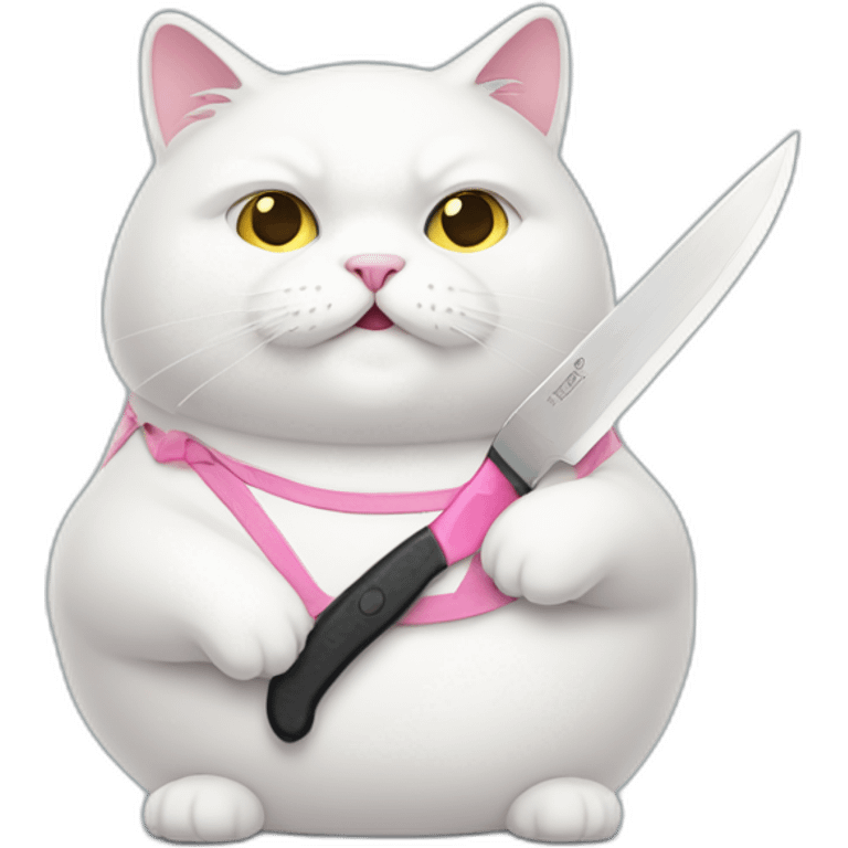 Fat-White-cat-with-pink-cheeks-and-knife emoji