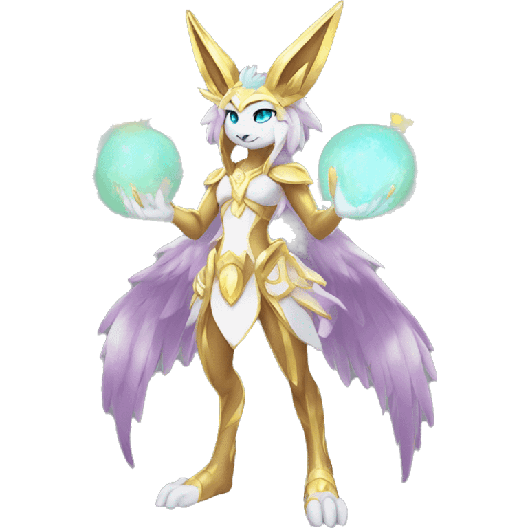 Anthro Sona Colorful Shiny Godly Celestial Shiny Fakemon Full Body emoji