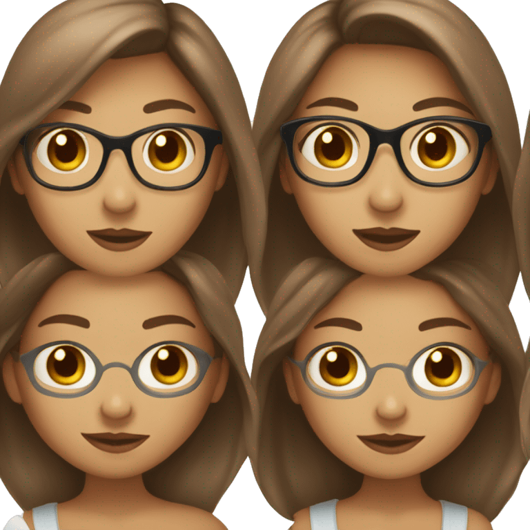 A light to medium skin color girl with long brown hair and glasses. Doing skincare emoji