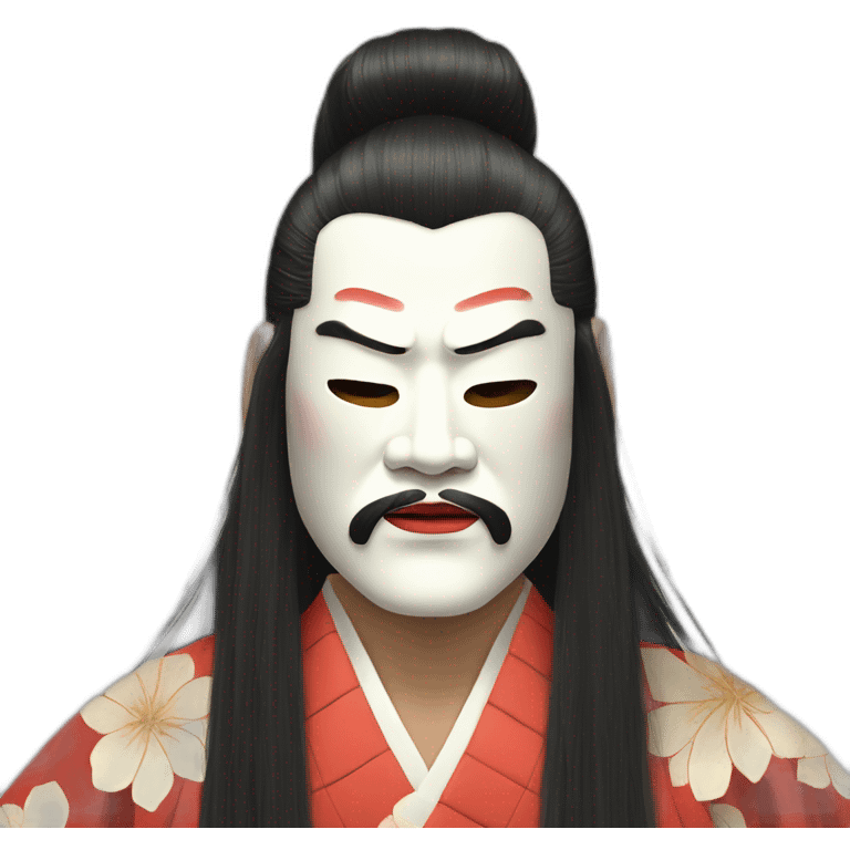 noh-mask-longhair-japanese-kimono-massive-man emoji