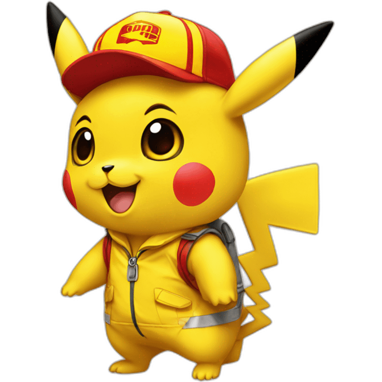 Pikachu in a DHL outfit emoji