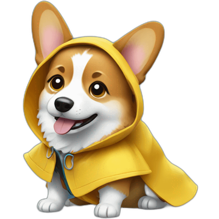 Corgi wearing a rain coat emoji