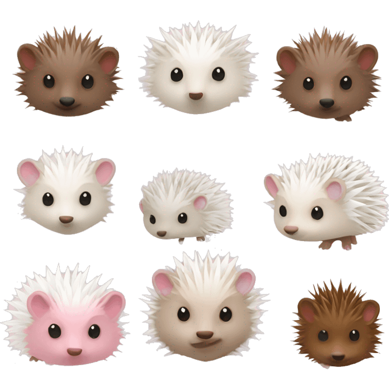 Hedgehog white brown quills one pink ear one brown ear different colored ears  emoji