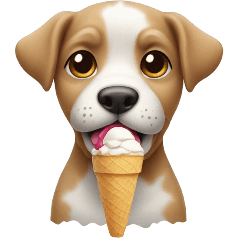 Puppy eating ice cream emoji