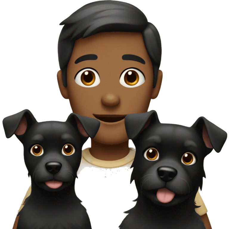 person with three little black dogs emoji