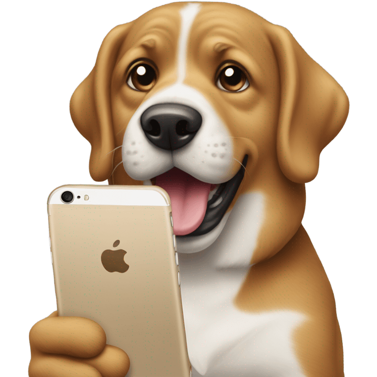 Perro con iPhone emoji