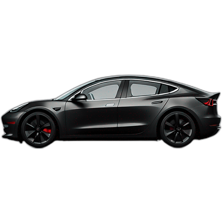 Darth Vader driving an open top all black Tesla Model 3, grey interior, side view emoji