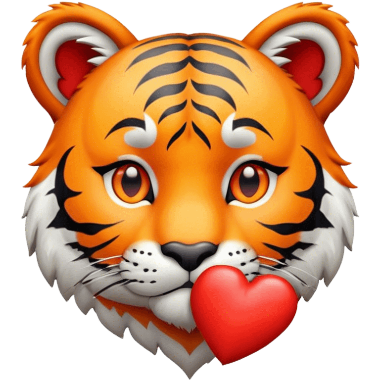 Sad tiger holding heart emoji