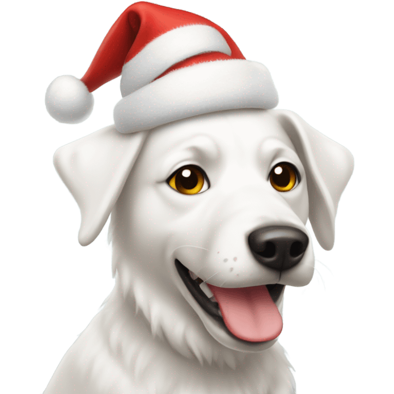 white dog with christmas hat  emoji