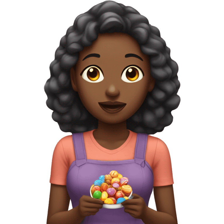 black woman eating candy emoji