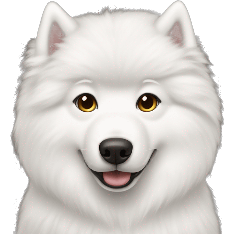 Samoyed and girl brunette hair pale skin emoji