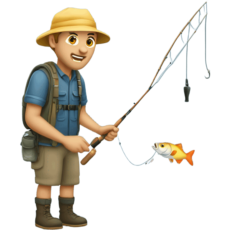  Caucasian fisherman catching a fish emoji