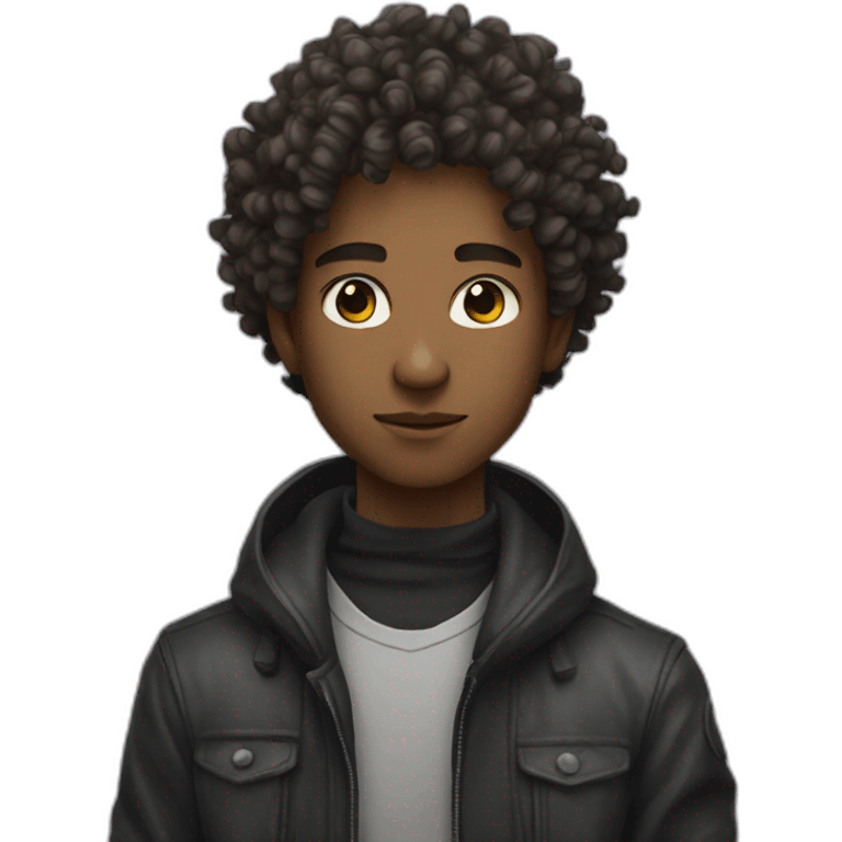 cyberpunk young man with curly hair emoji